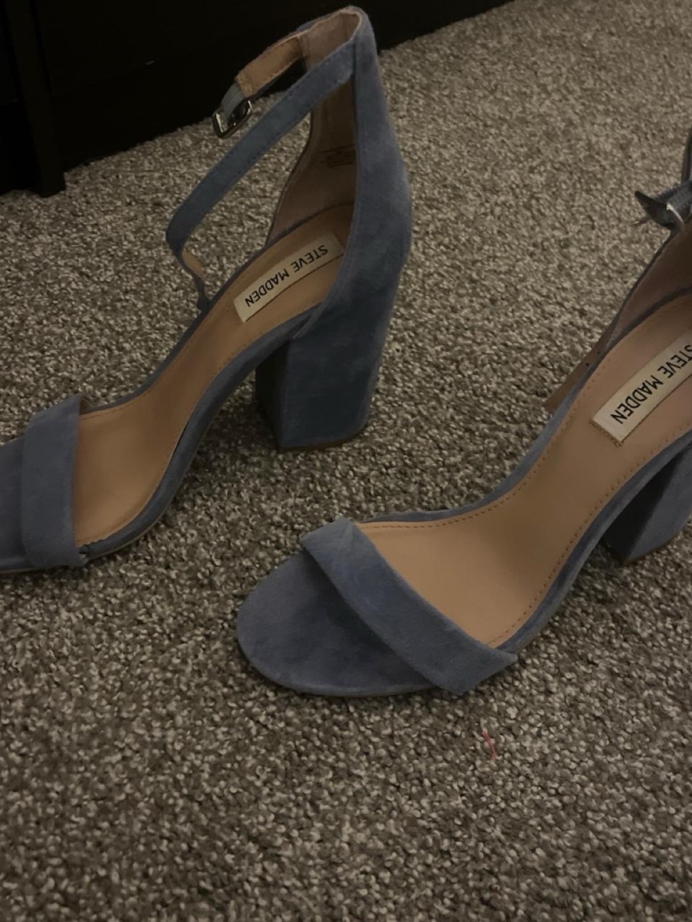 Steve Madden Dusty Blue Suede Block Heel Sandals